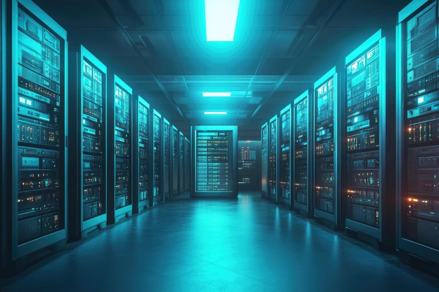 Baies de serveurs dans une salle informatique